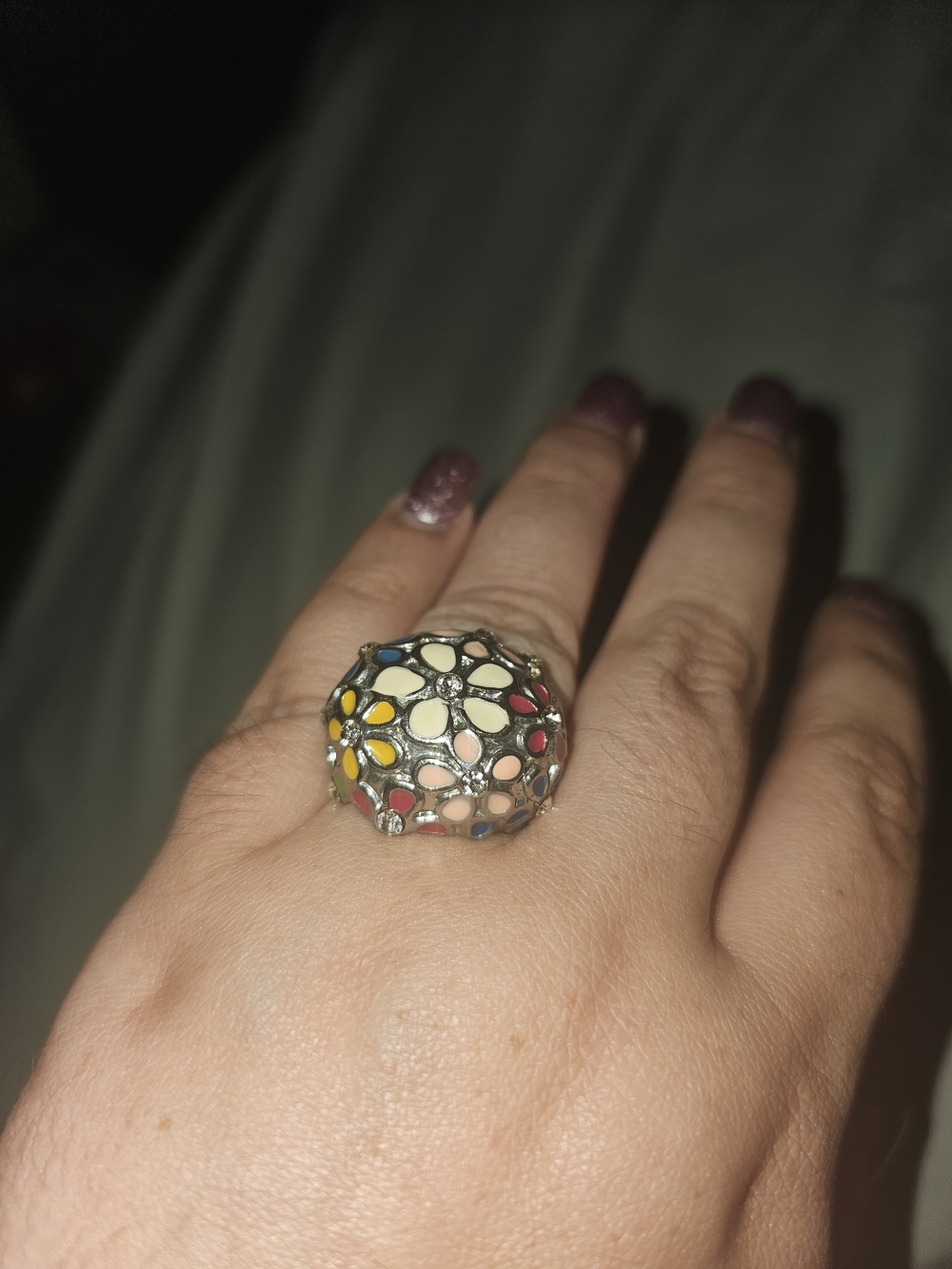 Multicolor Floral Dome Statement Ring - Women Jewelry